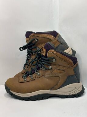 Columbia Newton Ridge Plus Women’s Size 6.5 Waterproof Hiking Boots Tan/Purple
